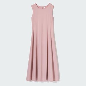 Uniqlo Ultra Strech Airism Pink A-Line Midi Dress